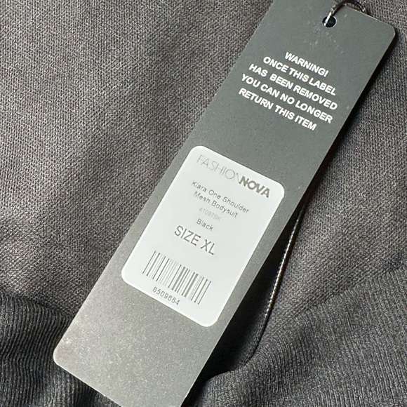 Fashion Nova Kiara One Shoulder Mesh Bodysuit, New, Size XL - Picture 3 of 13